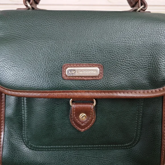 Vintage 1990s Liz Claiborne Handbag Purse Green Brown Crossbody Vtg 90s - Picture 2 of 11